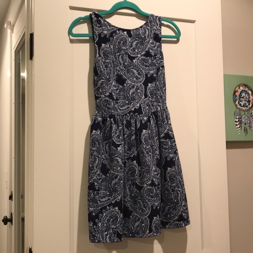 Indigo blue paisley mini dress